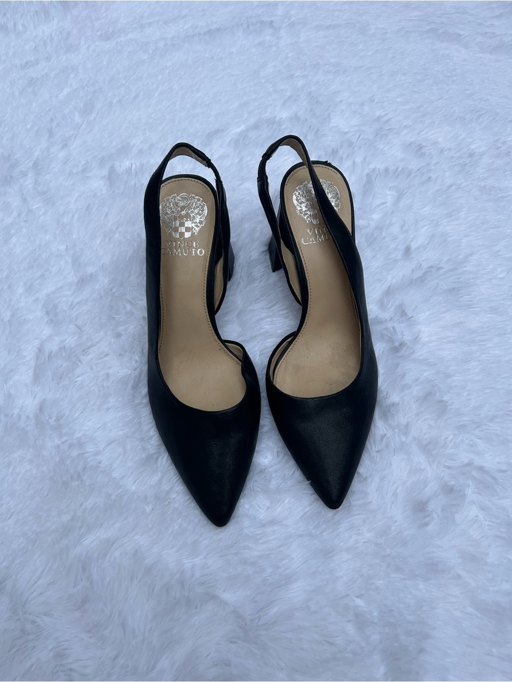 Vince Camuto Black Pointed Slingback Heels